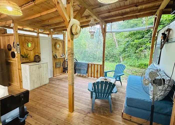 каравана синята маймуна плаж градина # Rv Blue Monkey On The Parque de Campismo